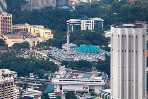 Photography Aerial view of the Dayabumi Complex and the National Mosque of Malaysia in Kuala