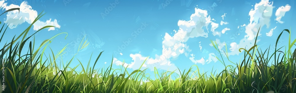 Grass and Clouds Painting