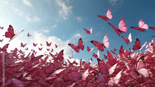 Pink Butterflies Soaring in the Sky © azait24