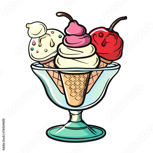Ice Cream Cartoon, isolated on transparent background, HD, PNG 