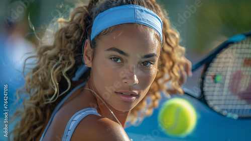 Young Woman Holding Tennis Racquet