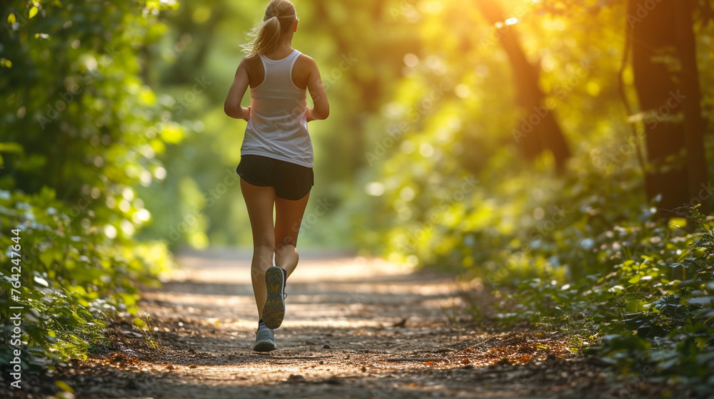 Woman running jogging in the forest Woman running jogging in the forest
