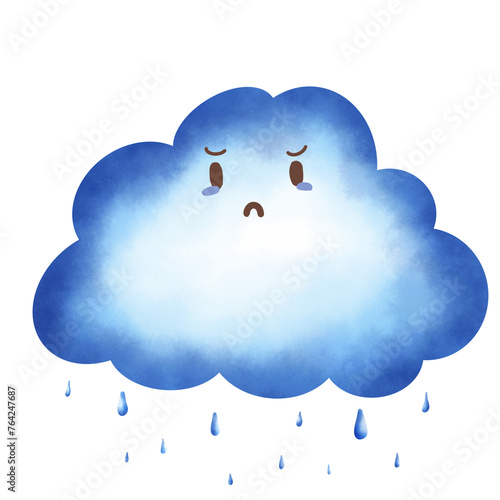 Rain cloud with sad face emoji photo