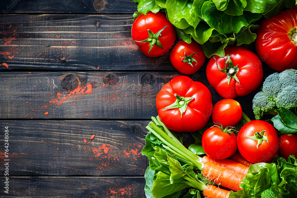 Assortment of fresh, organic vegetables on a wooden table, highlighting healthy eating Assortment of fresh, organic vegetables on a wooden table, highlighting healthy eating