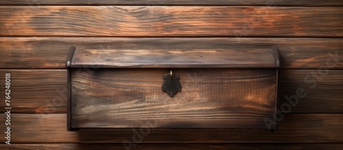 An old rustic key resting on a wooden box