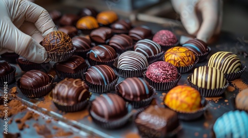 Person Painting Chocolates on Tray