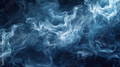 A close up of a blue and white smoke pattern, AI