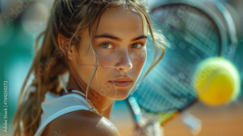 Young Woman Holding Tennis Racquet