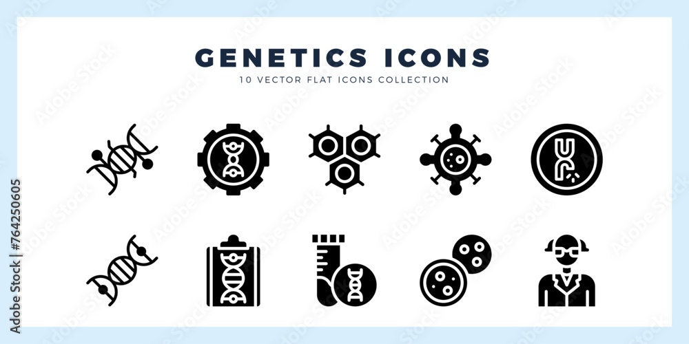 10 Genetics Glyph icon pack. vector illustration. 10 Genetics Glyph icon pack. vector illustration.