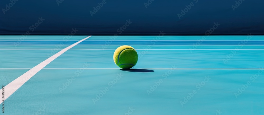Tennis ball on court with dark sky