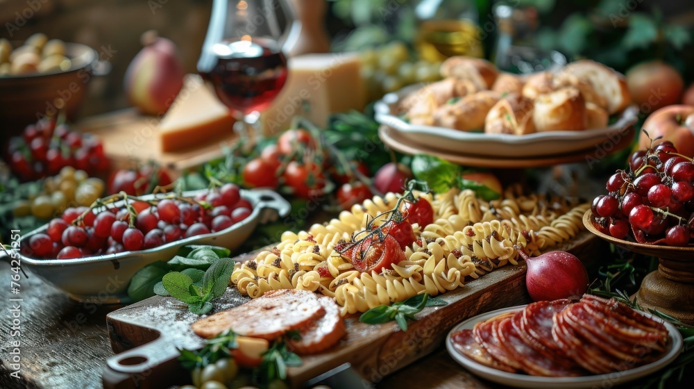 Fototapeta premium Italian food. a variety of food including tomatoes tomatoes and other foods