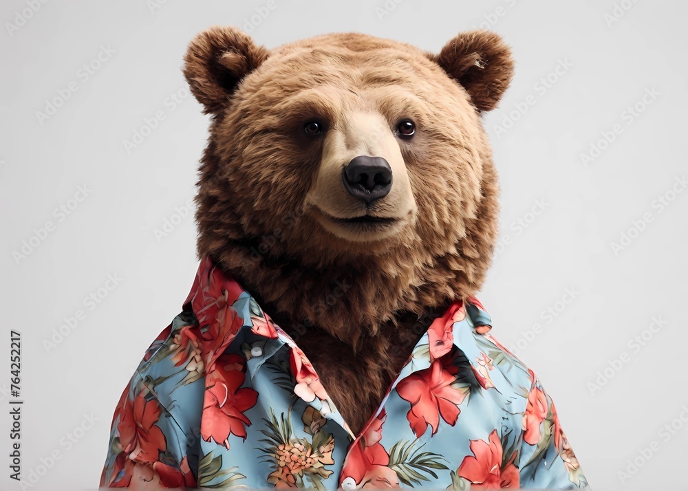 Big Bear wearing a Hawaiian shirt