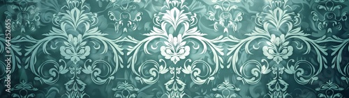 a seamless pattern of turquoise damask wallpaper  the background is seamless and repeating  with an aged look and subtle grunge effect