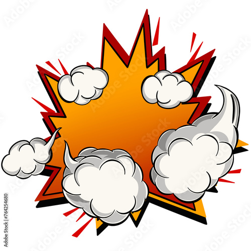 Comics speech bubble for text pop art design. White empty dialog cloud for text message halftone shadow. Comics sketch explosion star splash comic book text.	
