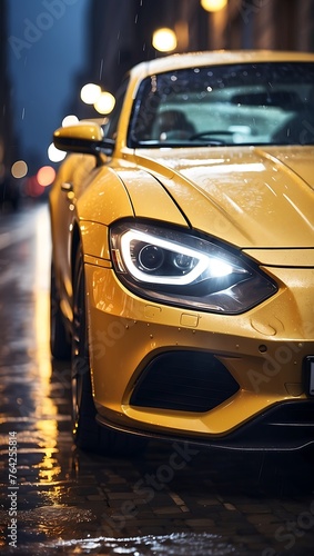 A car parked on a wet street. © ALO