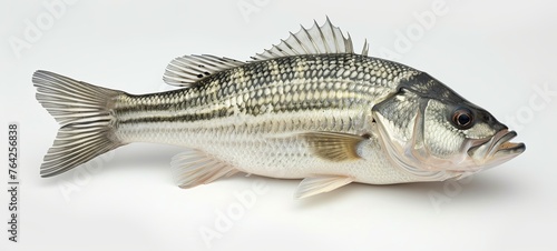 Striped river bass on a white background. generative ai