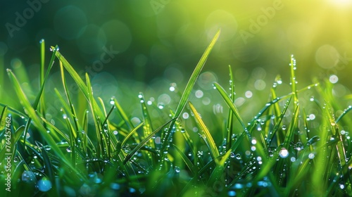 Dew-Covered Grass With Sun Background