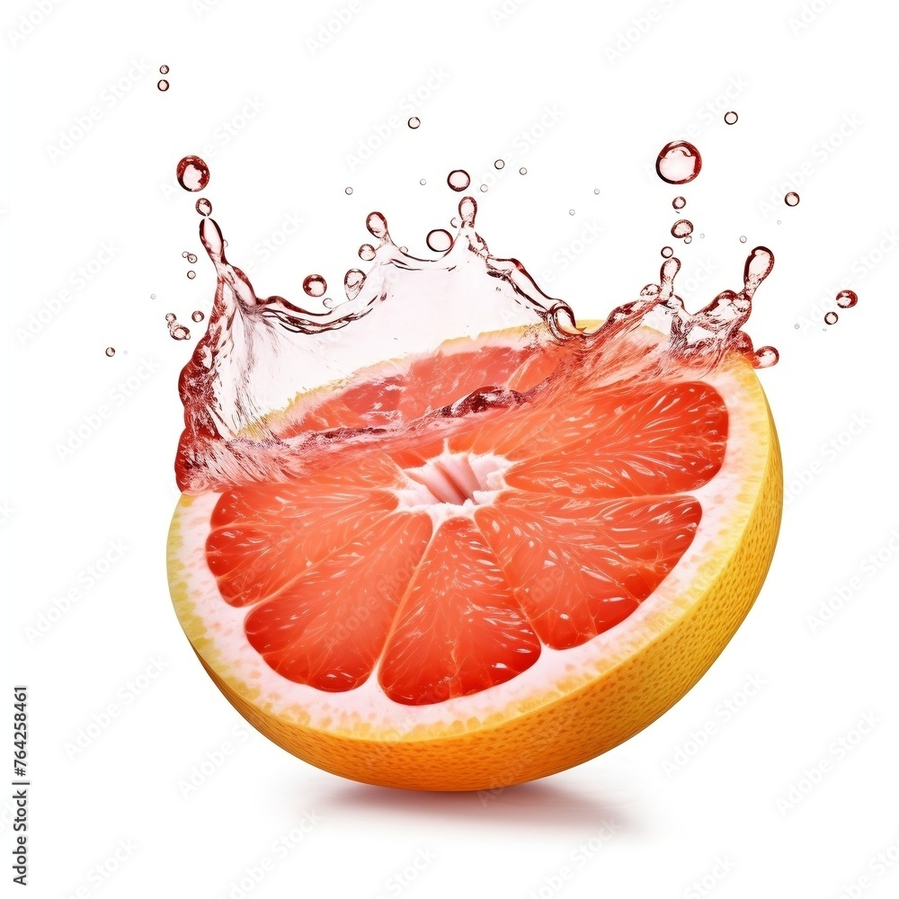 © Shamim - Slice of Grapefruit with dripping juice and splash isolated on a white background.