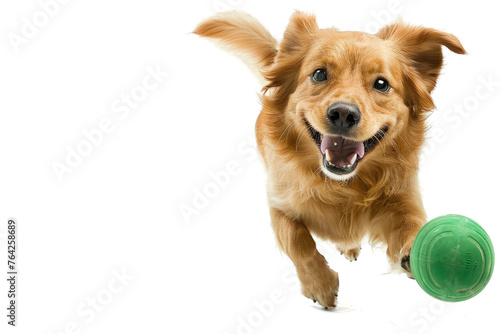 dog play ball in motion, look on camera, png, cutout, template, isolated transparent background