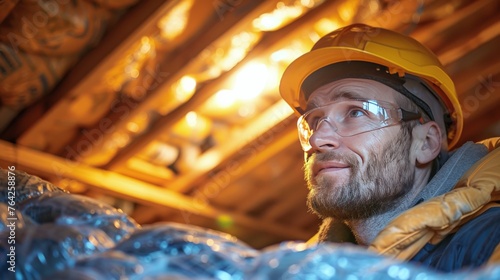 Man in Hard Hat and Safety Glasses