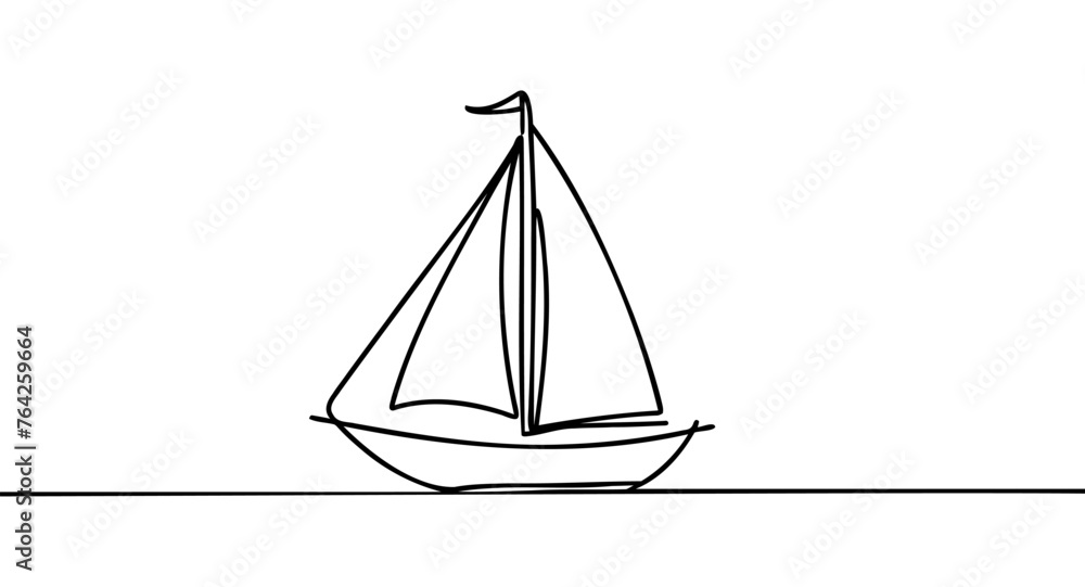 Continuous one line drawing of sailboat. Business icon. Continuous one line drawing of sailboat. Business icon.