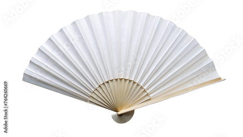 White Chinese folding fan. isolated on transparent background.