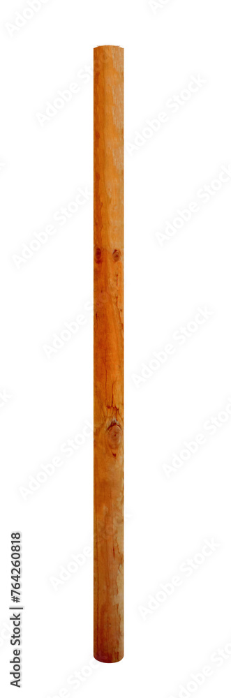 Short vertical wooden pole on isolated transparent background Short vertical wooden pole on isolated transparent background
