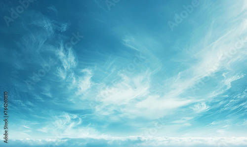 Blue sky with various cloud formations. High-altitude cloudscape photography. Weather and atmosphere concept for design and print