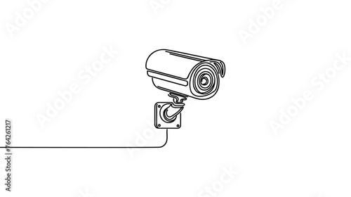 Single continuous line drawing of CCTV to monitor traffic movements and improve security systems. One line draw graphic design vector illustration.