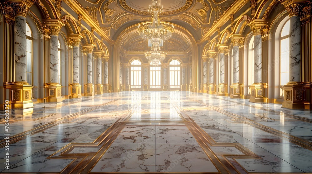 Vintage-Inspired Luxury Hall Exuding Baroque-Era Elegance and Opulence