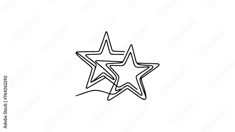 Hand draw doodle of two stars illustration in continuous line arts style vector. Hand draw doodle of two stars illustration in continuous line arts style vector.