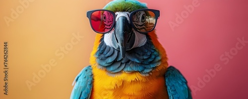 Parrot in Sunglasses Strikes a Vibrant Summer Pose with Textures
