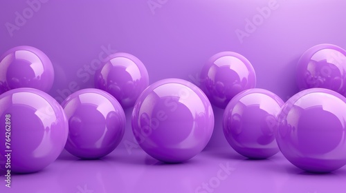 Abstract minimalist 3d purple spheres on a purple background