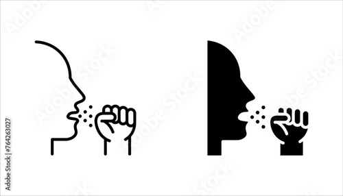 Cough line icon set, vector pictogram of flu or coronavirus symptom. vector illustration on white background