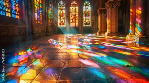 Room Filled With Many Stained Glass Windows