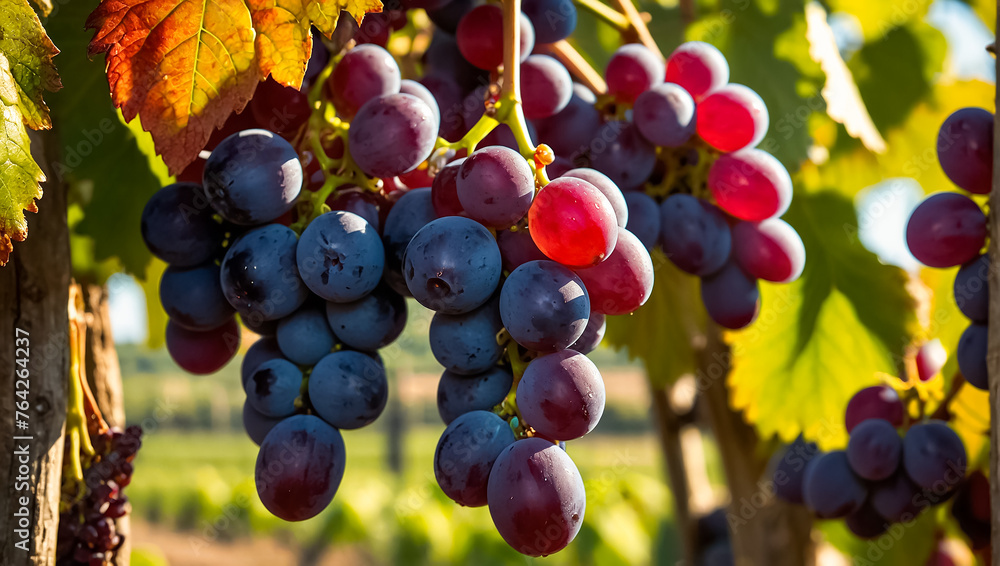 fresh grapes on a vineyard branch