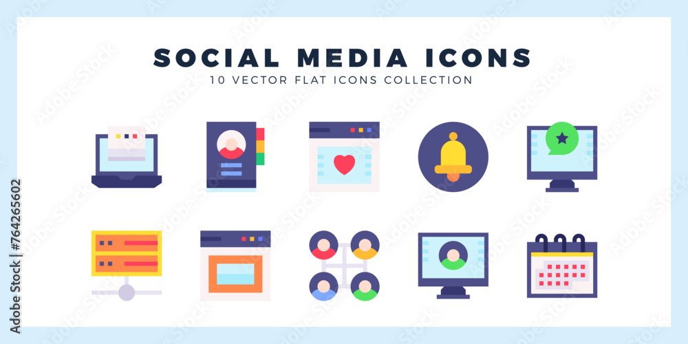 10 Social Media Flat icon pack. vector illustration. 10 Social Media Flat icon pack. vector illustration.