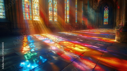 Room Filled With Many Stained Glass Windows