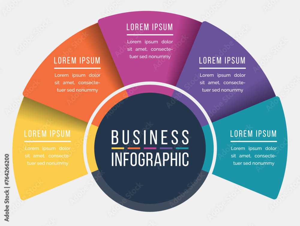 Fototapeta premium Infographics 5 options or steps design template for business information