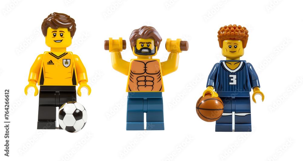 Naklejka premium Set of 3 lego sportsmen figures