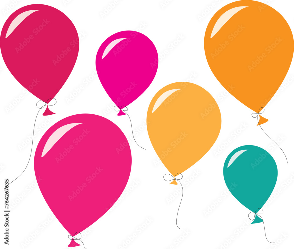 Party balloons icon. Line, glyph and filled outline colorful version, Birthday balloon outline and filled vector sign. Symbol, logo illustration. Different style icons set. Vector graphics