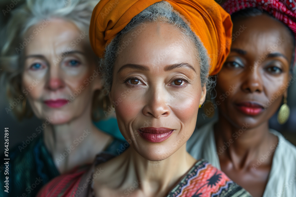 portrait of multiracial senior woman