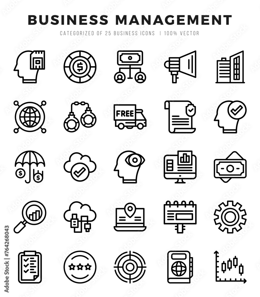 Business Management icons set. Collection of simple Lineal web icons.