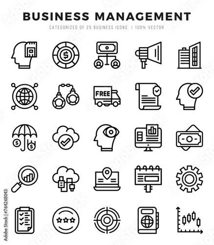 Business Management icons set. Collection of simple Lineal web icons.