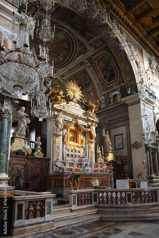 Interior of Basilica of Santa Maria in Aracoeli in Rome, Italy	
