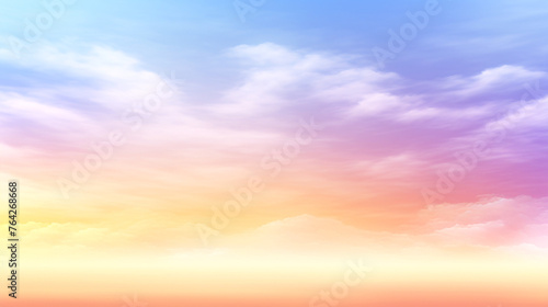 Abstract illustration Sky with  Clouds in Pastel Sunrise Colors, light blue and pink