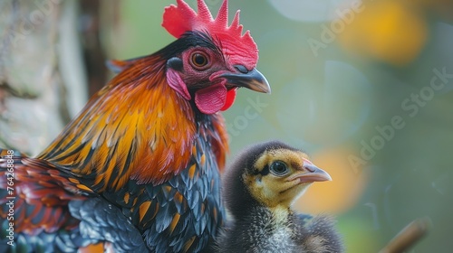 Two Chickens Standing Together