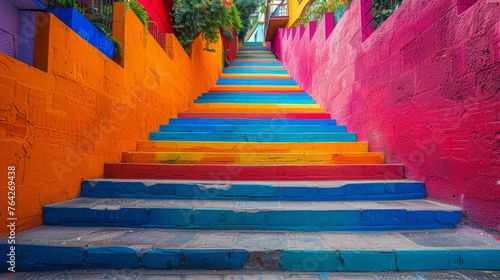 Vibrant Stairs Leading to Building