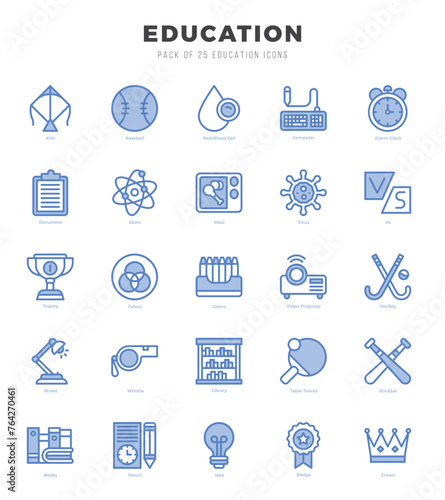 Set of Two Color Education Icons. Two Color art icon. Vector illustration