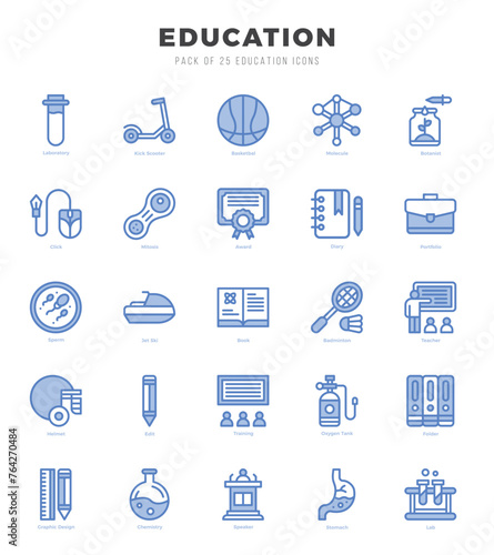 Simple Set of Education Related Vector Two Color Icons.